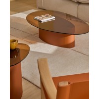 Журнальный столик Olir из коричневой стали и стекла 140 x 80 см