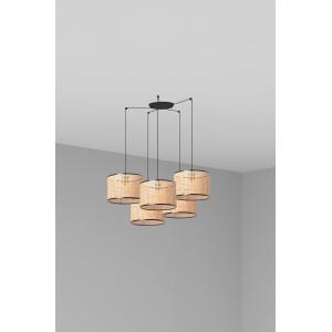 Подвесной светильник Mambo черный/из ротанга ø320 5L