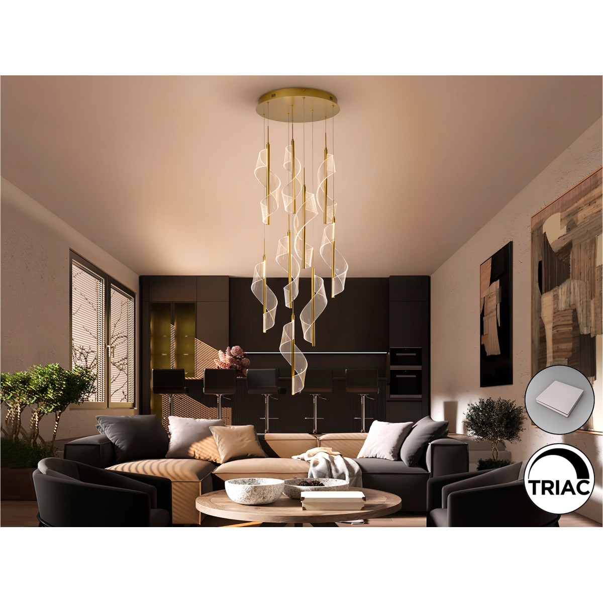 Люстра Velas 9L золотая DIM