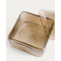 Декоративная шкатулка Aveli из переливающегося бежевого стекла, 19 x 19 см