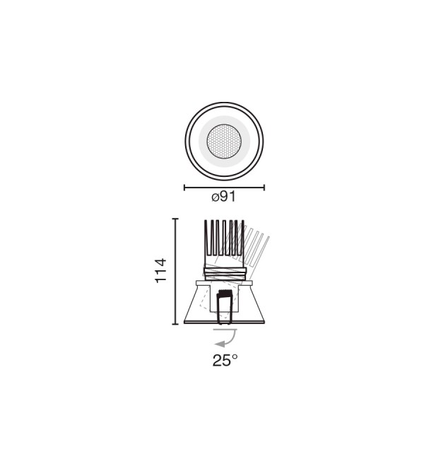 Встраиваемый светильник TULIPA черный 7W 2700K CRI90 15° DALI
