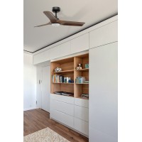 Потолочный вентилятор HEYWOOD S Ш900 черный/орех 3P LED 10W TUYA