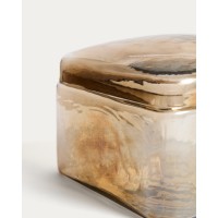 Декоративная шкатулка Aveli из переливающегося бежевого стекла, 14 x 14 см