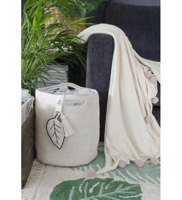 Корзина с листом бежевая 30*30*30