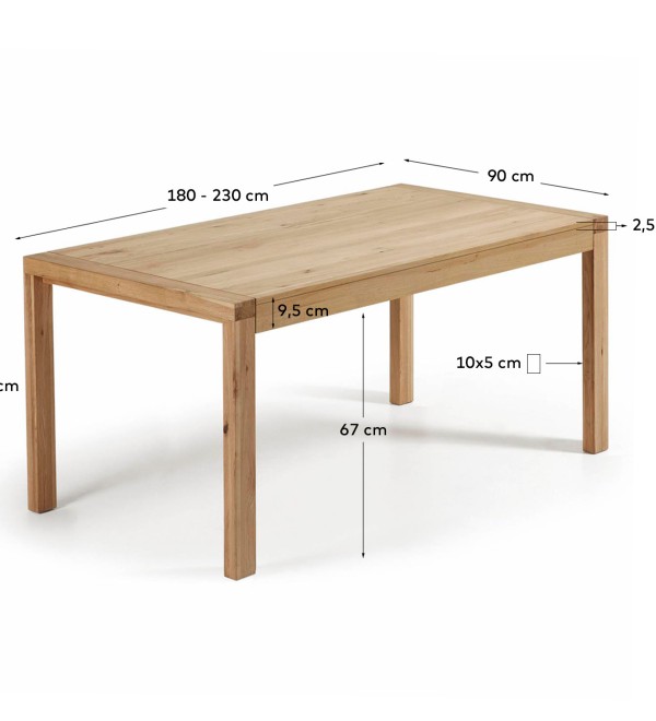 Обеденный стол Vivy 180(230)x90 дуб натуральный