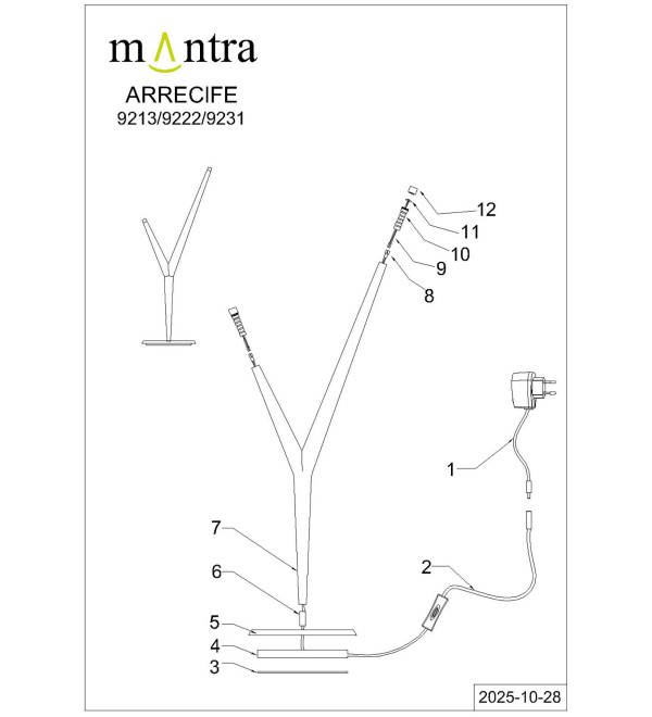 9231 Настольная лампа ARRECIFE Mantra