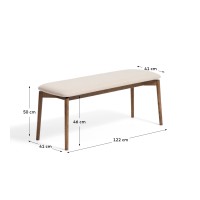 Скамейка Evera из дубового шпона с отделкой под орех и коричневой синелью, 122 см