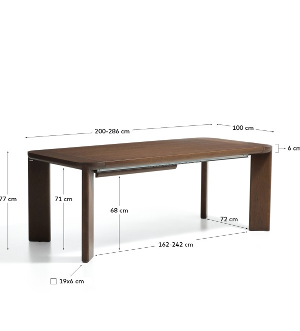 Раздвижной стол Jondal из массива и шпона дуба с отделкой под орех, 240 (320) x 100