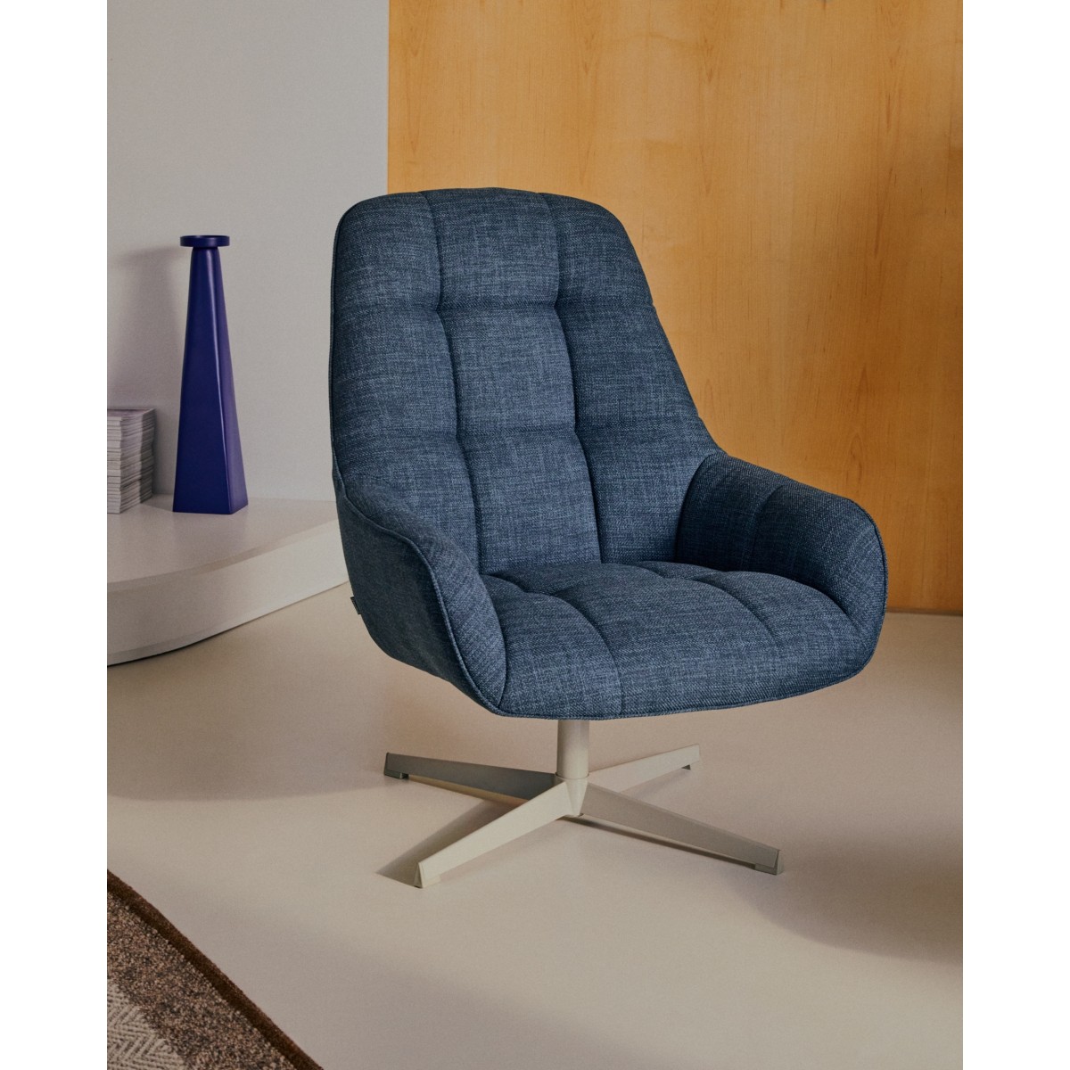 Вращающееся кресло Jaspe синего цвета с серым металлом