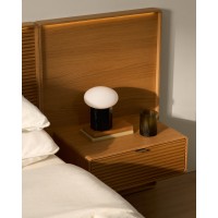 Кровать Norlen с 2 тумбочками из натурального шпона дуба, с подсветкой, 180 x 200 см