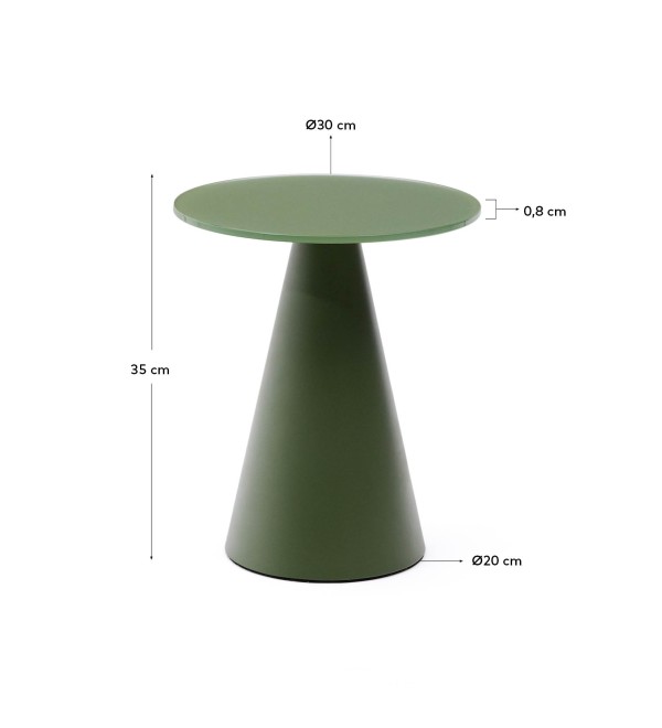 Журнальный столик Wilshire из стекла и стали зеленый Ø30cm