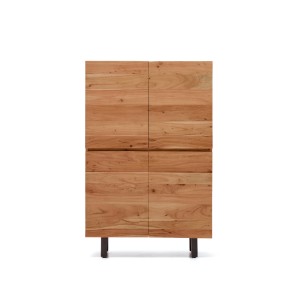 Буфет Uxue из массива акации с беленой отделкой и черной сталью 100 x 155
