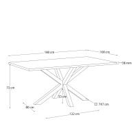 Стол Argo из дубового шпона в натуральной отделке и стальными ножками с имитацией дерева, 180 x 100