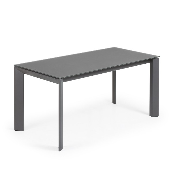 Стол Atta 160 (220) x90 антрацит, темно-серый, стекло