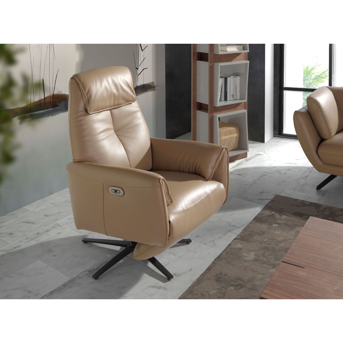 Вращающееся кресло Double Relax/ 5086 с кожаной обивкой