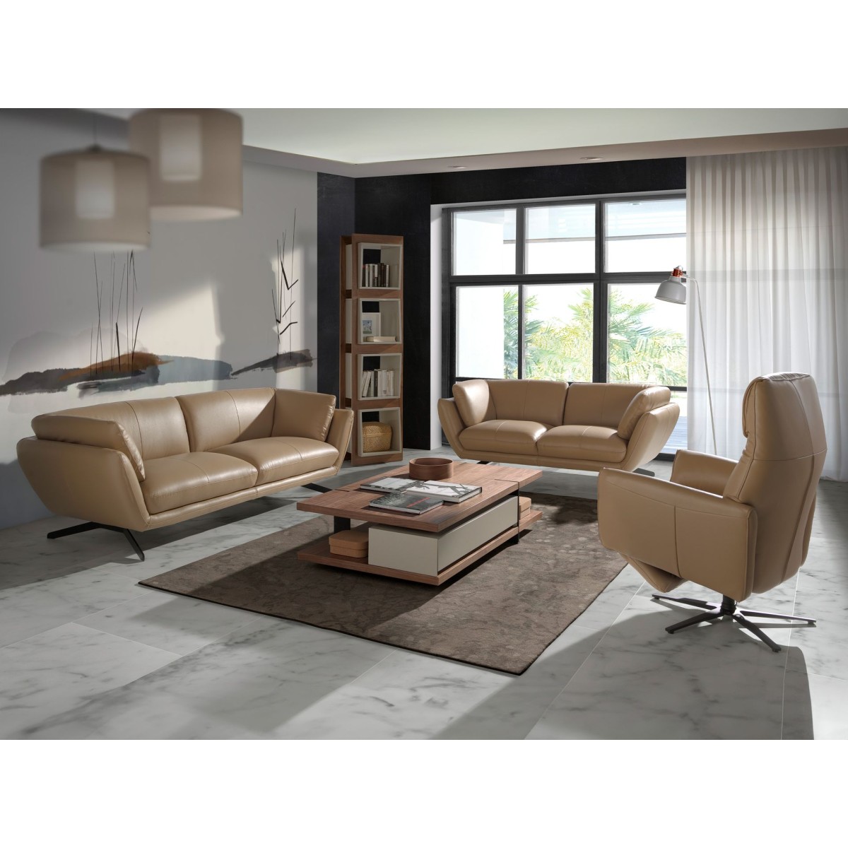 Вращающееся кресло Double Relax/ 5086 с кожаной обивкой