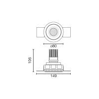 Tulipa Черный встраиваемый даунлайт без рамки 10W 15° 3000K CRI90