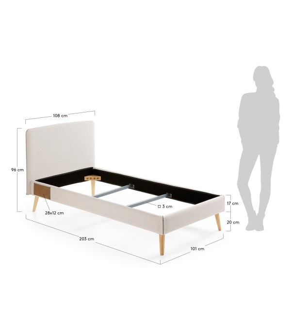 Кровать Lydia 90х190 бежевая