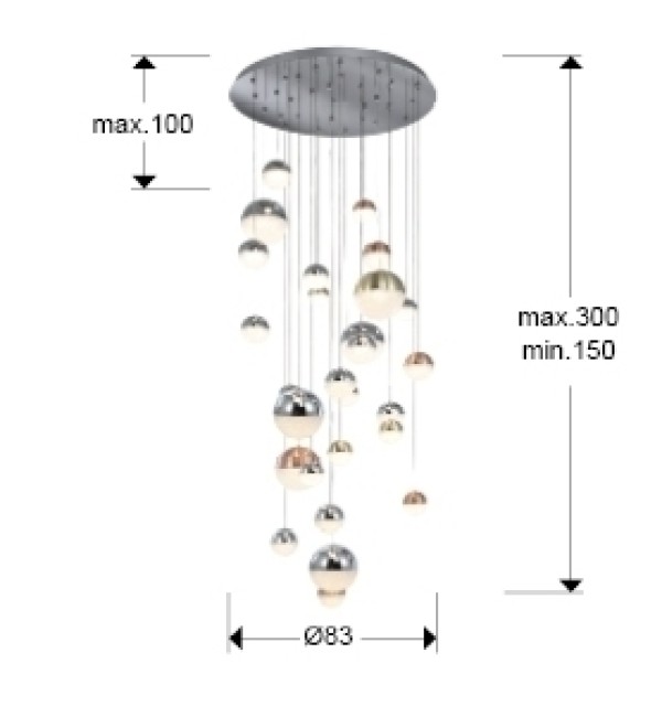 Подвесной светильник Sphere LED 27L Ø80 DIM BLUETOOTH CCT цветной