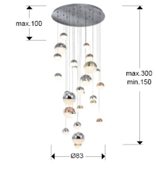 Подвесной светильник Sphere LED 27L Ø80 DIM BLUETOOTH CCT цветной