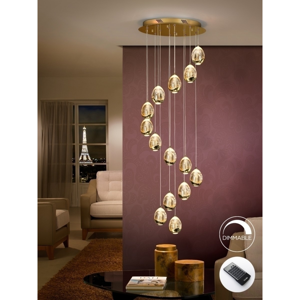 Люстра Rocio LED 14L DIM золотая