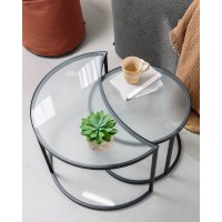 Набор из 2 приставных столиков Bast Ø 65 cm / Ø 47 cm