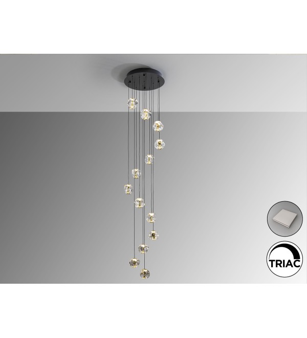 Люстра Zaria 13L черный/золотой/прозрачный D60 DIM