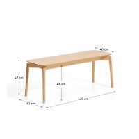 Скамейка Evera из дубового шпона с натуральной отделкой, 122 см