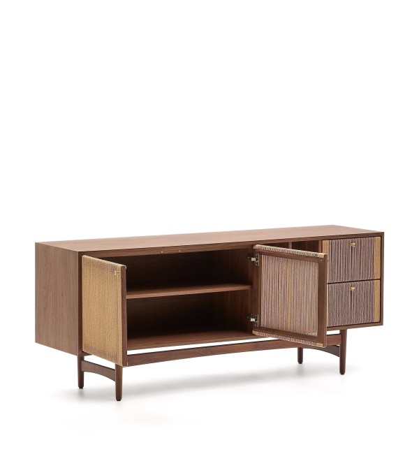 Сервант Elan 2 дверцы и 2 ящика шпон и массив ореха и шнур