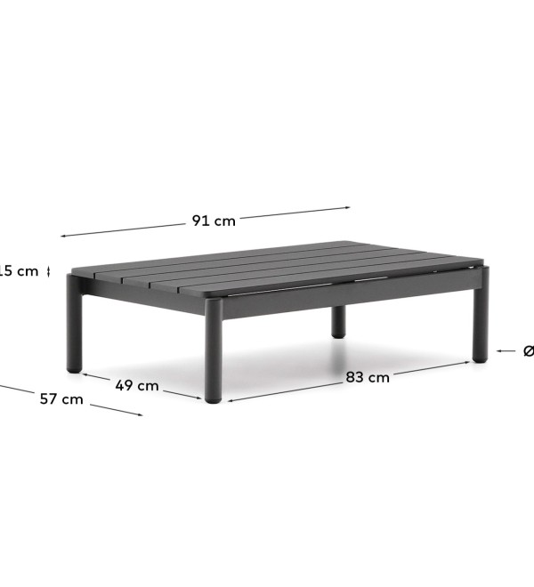 Журнальный столик Sorells из серого алюминия 57 x 91 см