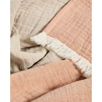 Плед Nafine из хлопкового муслина с двухцветной бахромой 130 x 170 см