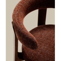 Granite Стул на 4 ножках из коричневого шенилла и массива ясеня в отделке орех