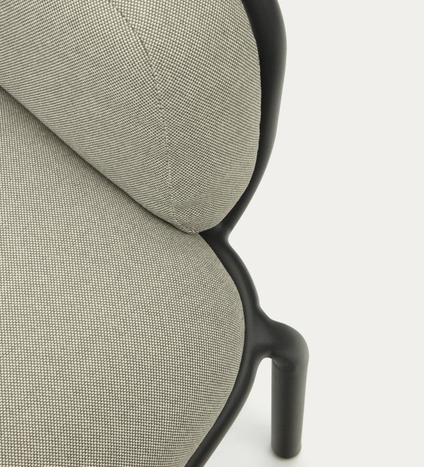 Уличный 2-местный диван Joncols с бежевой обивкой и серым алюминием 164 см