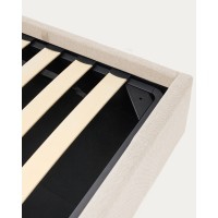 Кровать Nahiri бежевого цвета из шенилла с ящиком для хранения 180 x 200 см