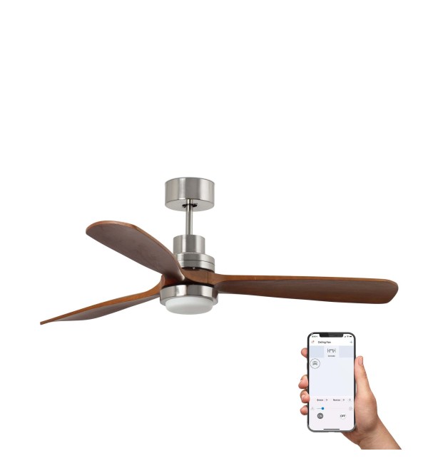 Потолочный вентилятор LANTAU XL Ш1680 DC матовый никель/орех 3P LED 15W TUYA