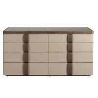 Комод 7203 из кожи, ореха и полированной стали