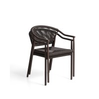 Уличный стул Livadia из коричневого алюминия и веревки