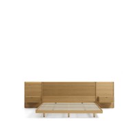 Кровать Norlen с 2 тумбочками из натурального шпона дуба, с подсветкой, 180 x 200 см