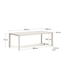 Culip Алюминиевый уличный стол с порошковым покрытием белого цвета 220 x 100 см