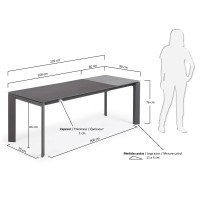 Стол Atta 160 (220) x90 графит керамический