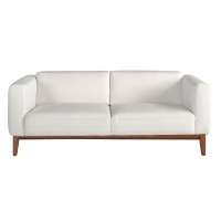Диван 3-х местный 5353-3P-M9715 /6115 кожаный белый с каркасом из ореха