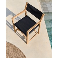 Складное уличное кресло Vilara из акации и текстиля черного цвета