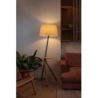 Торшер TREEWOOD с поддоном из ясеня и бежевым абажуром 1xE27