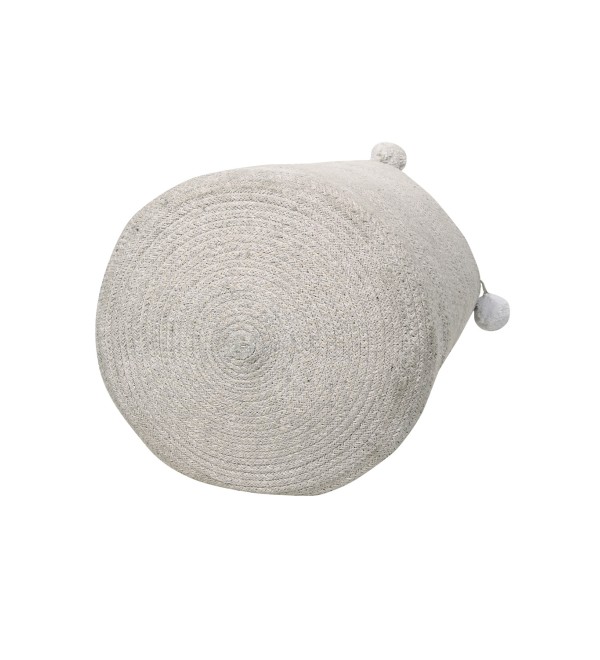 Корзина с помпонами серая 30*30*30