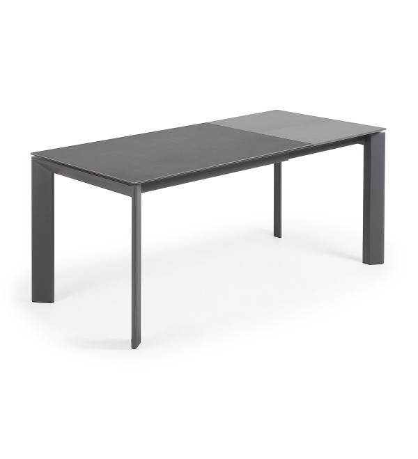 Стол раскладной Atta 120(180) x80 антрацит, керамика Vulcano Roca