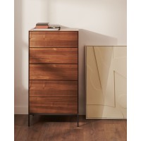 Vedrana Комод с 5 ящиками из орехового шпона со стальными ножками 60 x 114 см