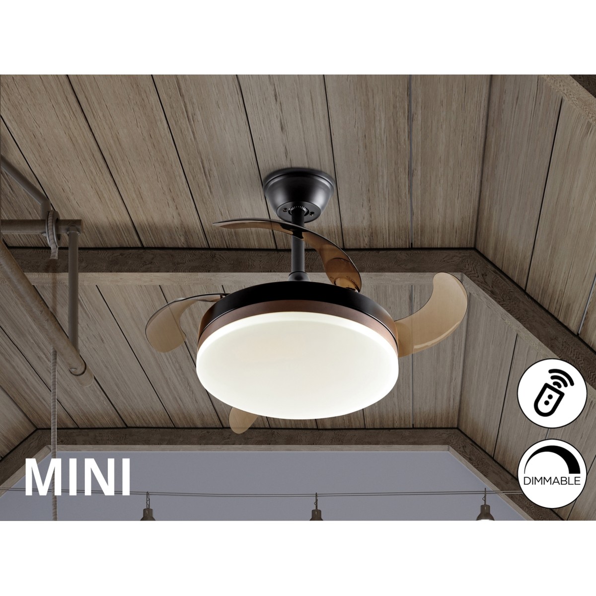Мини вентилятор с подсветкой Vento черный Ø40 DIM