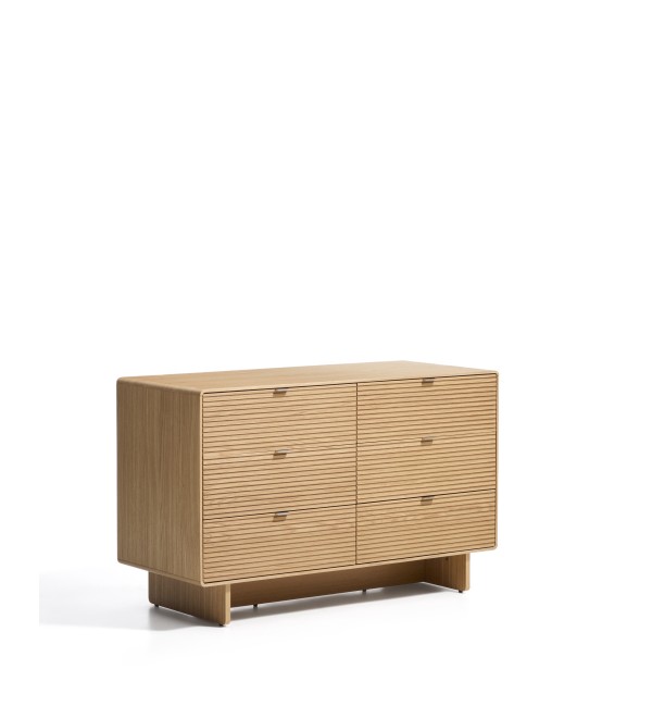 Комод Norlen с 6 ящиками из натурального шпона дуба, 120 x 75 см