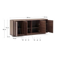 Onix Сервант с ореховым шпоном в темной отделке 200 x 80 см