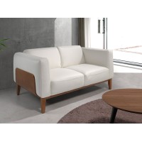 Диван 2-х местный 6118/5353-2P-M9715 кожаный с отделкой из орехового дерева